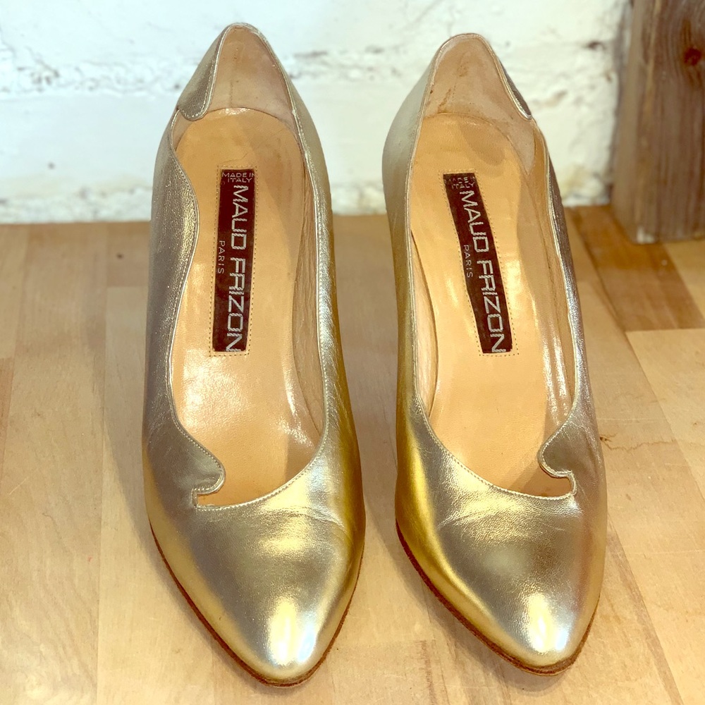 Vintage Maud Frizon Gold Leather Pumps